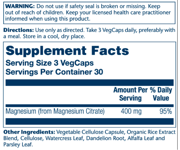 Magnesium Citrate 400mg - 90 vcaps