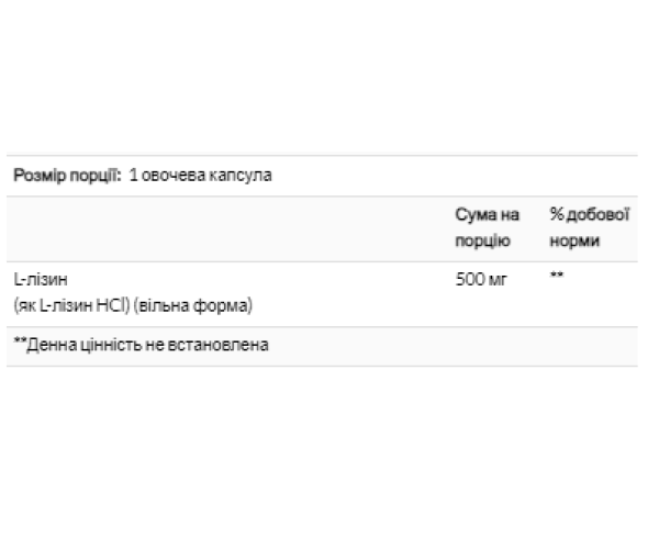 L-Lysine 500 mg - 100 vcaps