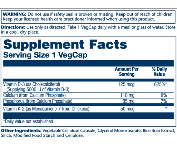 Vitamin D-3 & K-2 - 120 vcaps