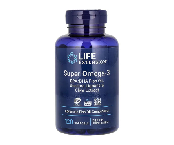 Super Omega-3 EPA/DHA Fish Oil Sesame Lignans & Olive Extract - 120 softgels