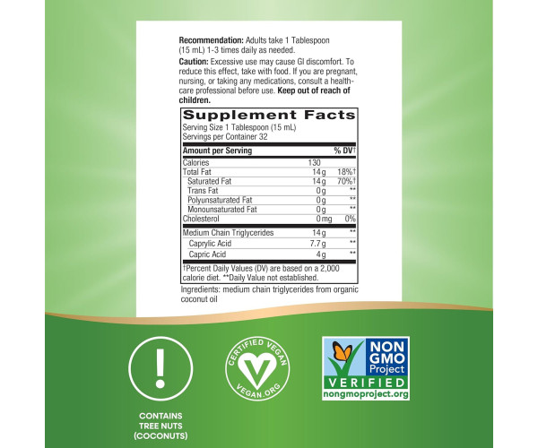 100% Organic MCT Oil - 16 oz