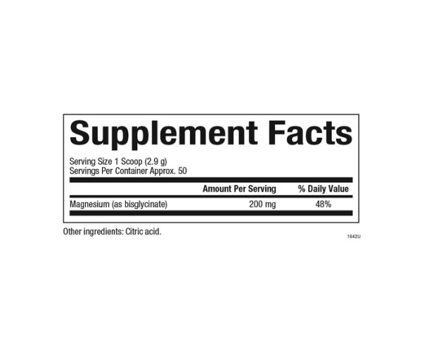 Magnesium Bisglycinate 200mg - 145g Pure (jar damaged)