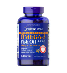Triple Strength Omega-3 Fish Oil 1400 mg (950 mg Active Omega-3) - 120 softgels (Пошкоджена банка)