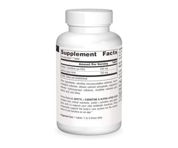 Acetyl L-Carnitine & Alpha-Lipoic Acid 650 mg - 30 tabs