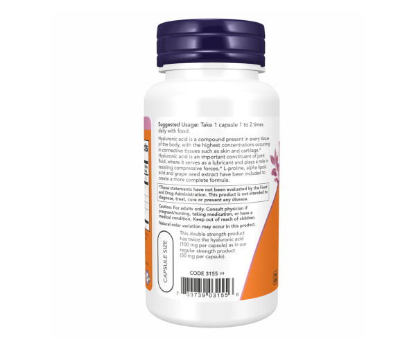 Hyaluronic Acid 100mg 2X Plus - 60 vcaps