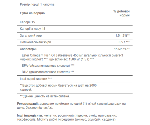 Omega-3 Fish Oil Extra Strength 1500 mg (450 mg Active Omega-3) 60 Softgels