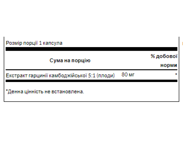 Garcinia Cambogia 5:1 Extract 80 mg - 60 Caps