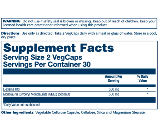 L-Lysine Monolaurin 1:1 - 60 vcaps