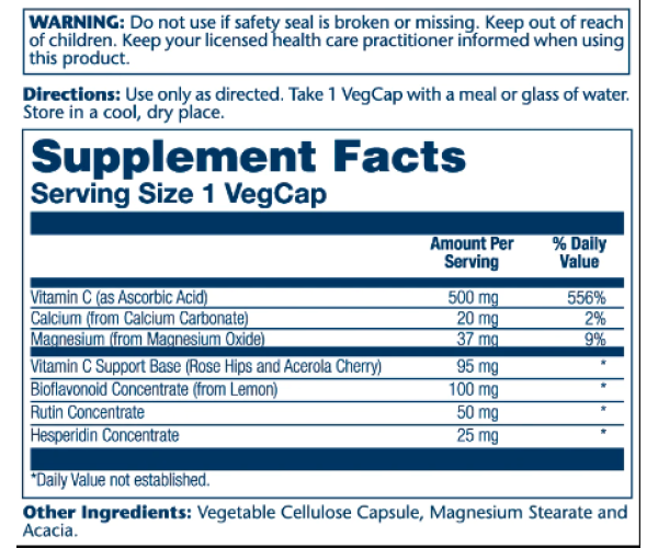 Vitamin C with Bioflavonoid Concentrate 500mg - 100 vcaps