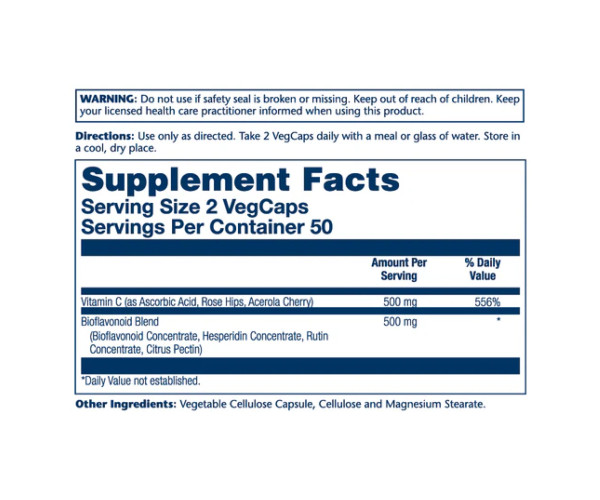Vitamin C & Bioflavonoids 1:1 500mg - 100 vcaps
