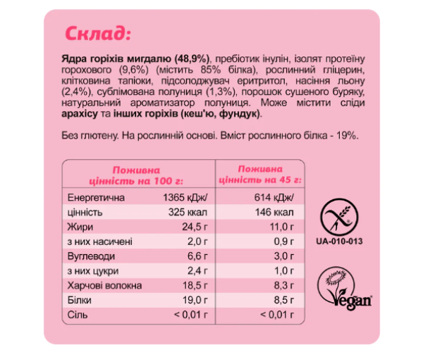 KETO Protein Bar - 10x45g Strawberry + Almond