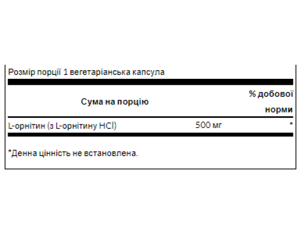 L-Ornithine 500mg - 60veg caps