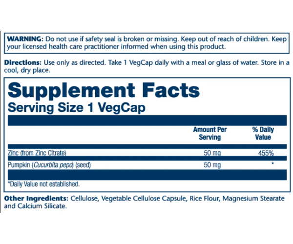 Zinc Citrate 50mg - 60 vcaps
