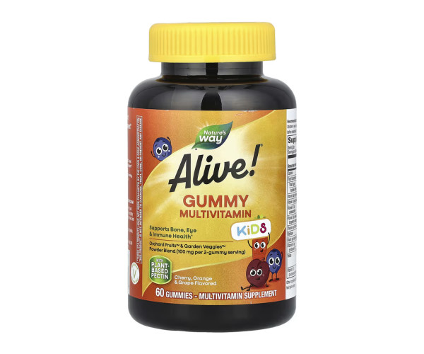 Alive! Children's Gummy Multivitamin, Gluten Free, Made with Pectin - 60 gummies (Пошкоджена етикетка)