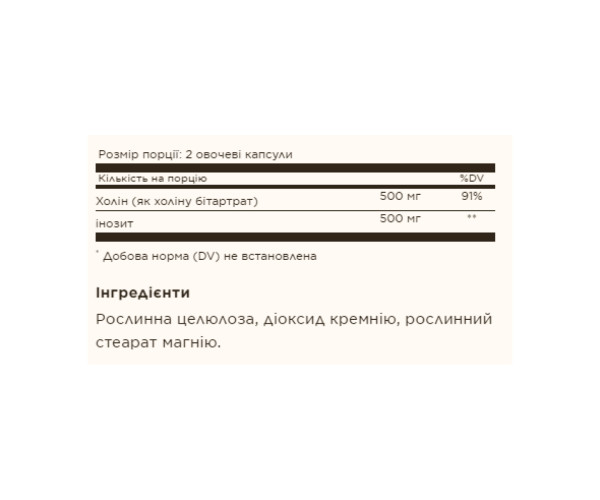 Choline/Inositol 500 mg/500 mg - 100 vcaps