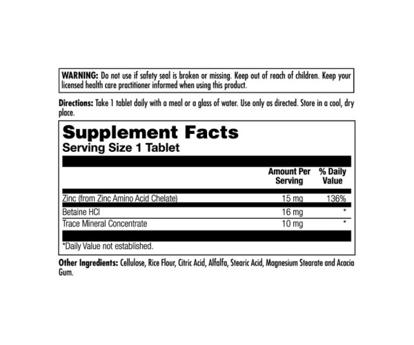 Zinc 15+ Chelated - 100 tabs