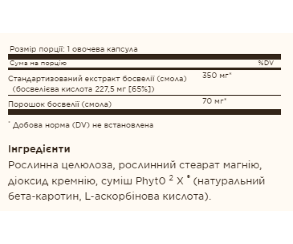 SFP Boswellia Resin Extract - 60 vcaps