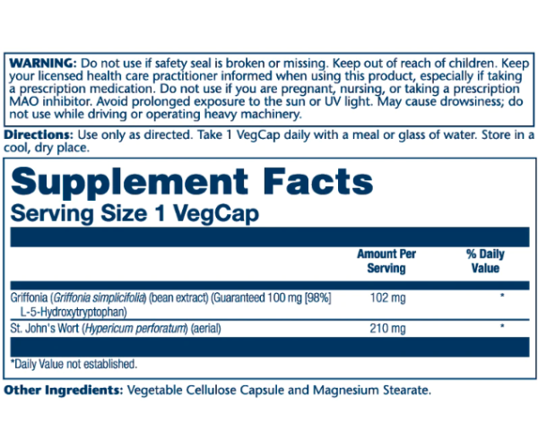 Guaranteed Potency 5-HTP + St. John's 100mg - 30 vcaps