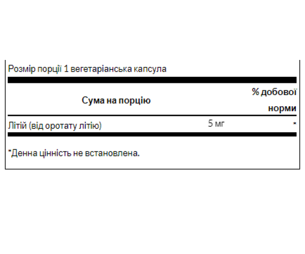 Lithium Orotate 5mg - 60veg caps