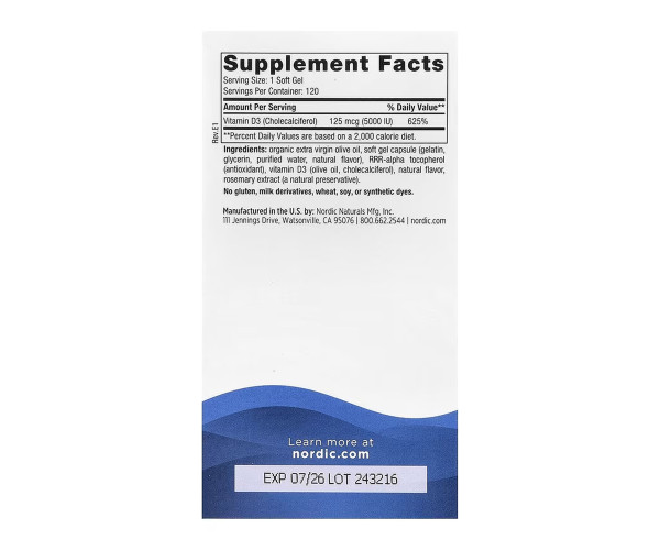 Vitamin D3 5000 - 120 mini softgels