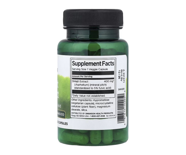 Shilajit Extract Standardized 400 mg - 60 vcaps