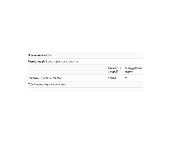 L-Tyrosine 500mg - 100 vcaps