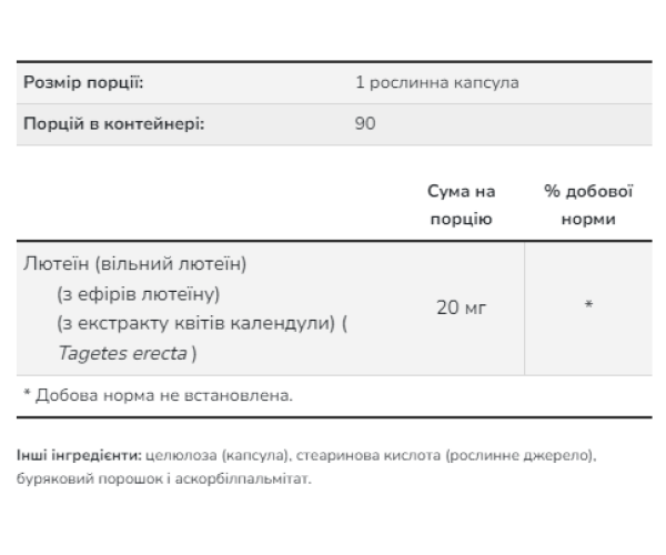 Lutein 20mg (From Esters) - 90 vcaps