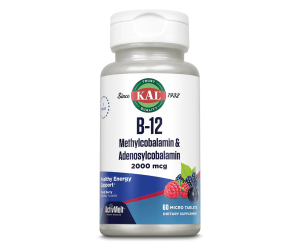 B-12 Methylcobalamin and Adenosylcobalamin 2000mcg - 60 tabs