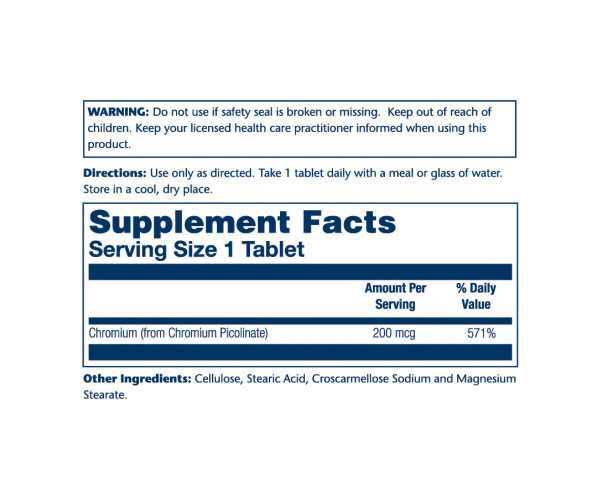 Chromium Picolinate 200mcg - 50 tabs