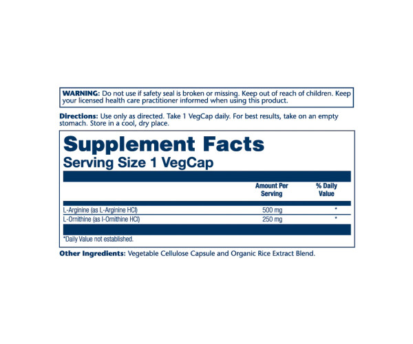 L-Arginine L-Ornithine 750mg - 50 vcaps