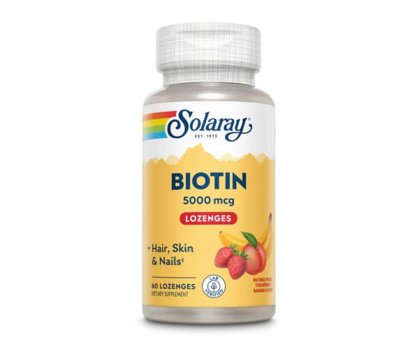 Biotin 5000mcg - 60 Lozenges Natural Peach, Strawberry, Banana