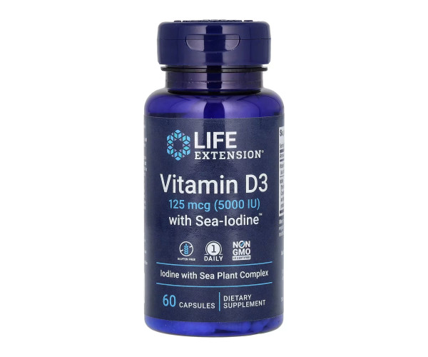 Vit D3 with Sea-Iodine™ 125 mcg (5000 IU) - 60 caps
