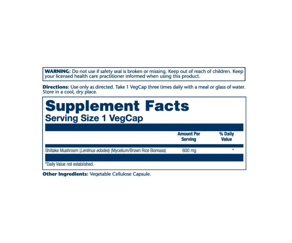 Shiitake Mushroom 600mg - 100 vcaps