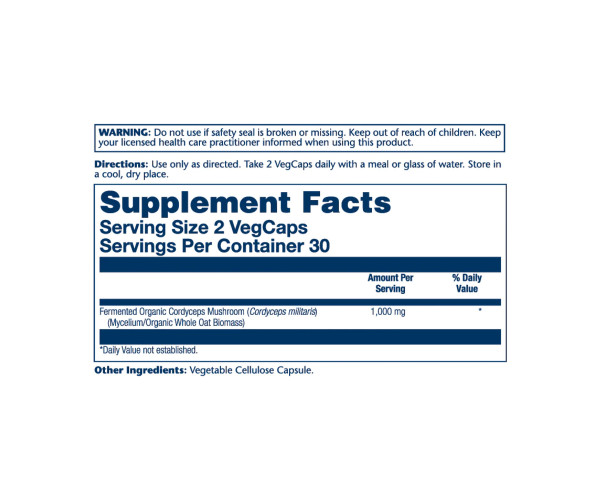 Org Grown Fermented Cordyceps 1000mg - 60 vcaps